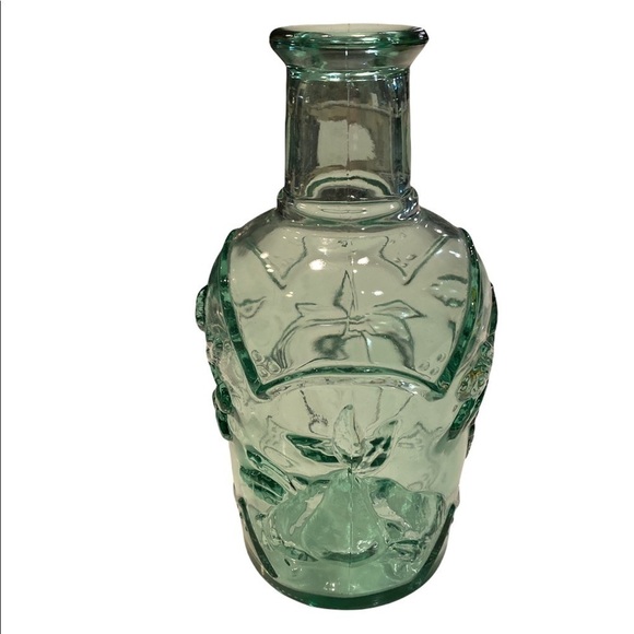 Vintage Recycled Decanter Green Glass Embossed with Fruit. Decanter/Wine Bottle - Picture 4 of 7